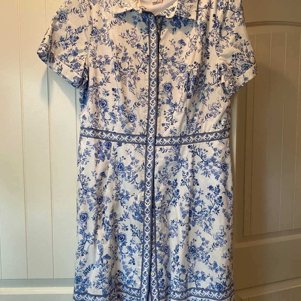 Gal Meets Glam Darla Blue Toile Shirtdress sz 16